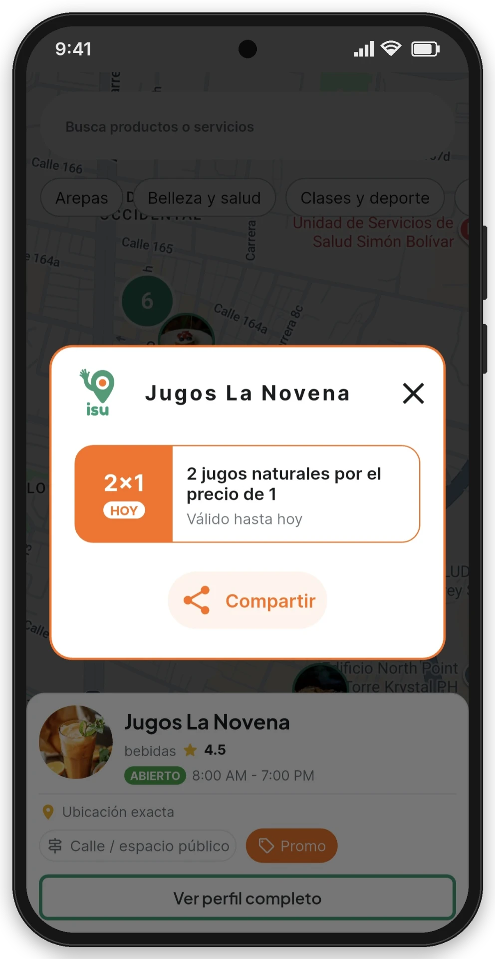 Una promo 2×1 abierta desde el mapa